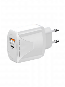 Зарядное устройство для телефона на 2 гнезда, Быстрая зарядка 20W с кабелем Lightning адаптер QC 3.0/PD Орбита OT-APU62